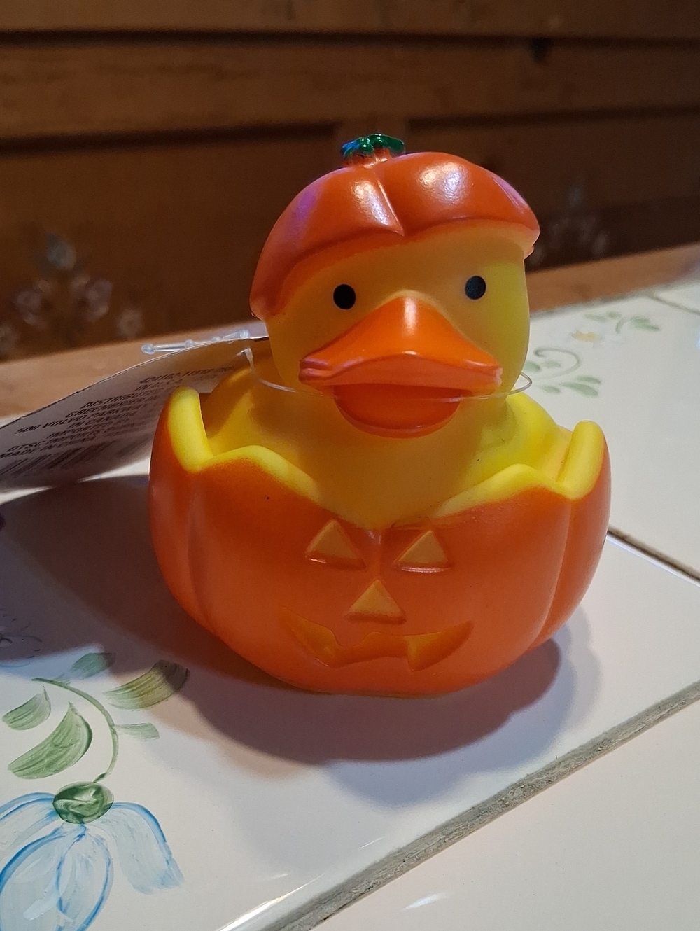 Halloween Pumpkin Duck Bath Toy - Orange & Yellow